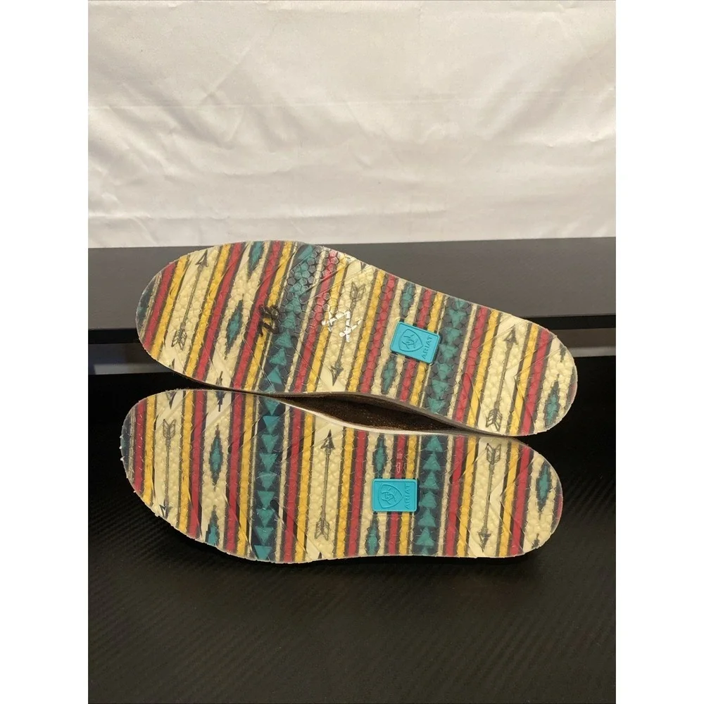 Ariat Cruiser Women 9 Rose Gold‎ Aztec Arrow Print Boat Shoe Western Glam